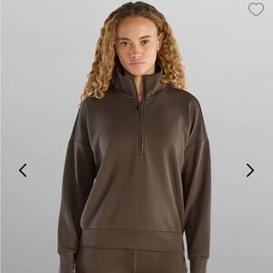 BYLT Premium Basics Dark Brown Quarter Zip - Size S - Small Stains